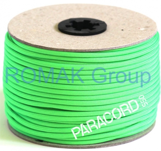 PARACORD 550 - padáková šňůra svítivá zelená